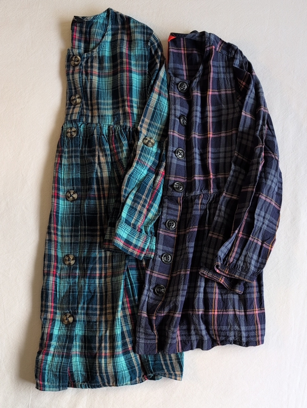 George Joe Fresh Girls Plaid Flannel Long Sleeve Dress Bundle 2 Pack Size 6 Lot